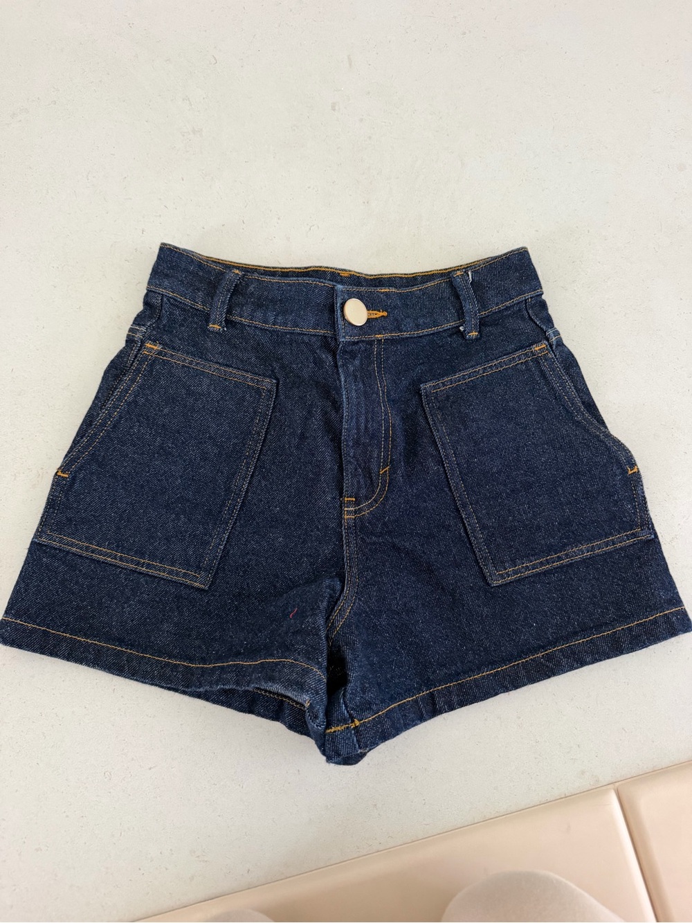 Dark denim high waisted shorts